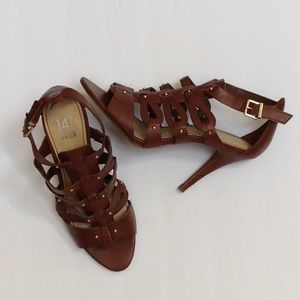 14th & Union Brown Gold Studded Gladiator Pumps